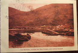 Cpa Sepia De 1929,  Congo Belge - La M'Pozo, Rivière Du Bas Congo, Aux Eaux Basses, Congo Belge, Timbre - Belgian Congo