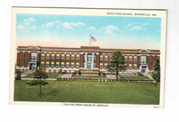 Evansville, Indiana, USA, "Reitz High School, Evansville, Ind.". "The Air Cross Roads Of America", Old WB Postcard - Evansville