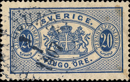 SUÈDE / SWEDEN / SVERIGE - 1897 - " ÄRKELLJUNGA " (Type 29) On Mi.D15 20 öre Bleu / Blue - Service