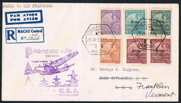 1937 FDC  Macao Central - First Flight Trans-Pacific Mail –  Macao To San Francisco - Franklin Vermont - Poste Aérienne