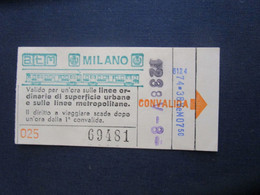 # BIGLIETTO A.T.M. MILANO METROPOLITANA ANNI '70 TIMBRATO - Zonder Classificatie