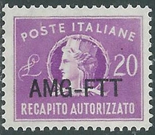 1949-52 TRIESTE A RECAPITO AUTORIZZATO 20 LIRE MNH ** - RE10-4 - Express Mail