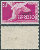 1952 TRIESTE A ESPRESSO 50 LIRE DECALCO MNH ** - RE23-7 - Poste Exprèsse