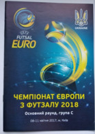 Futsal Program European Championship 2018 Group C - Ukraine, Croatia, Montenegro, Belgium - Libros