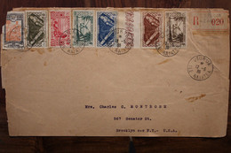 Océanie 1936 UTUROA Ile Raiatea France Usa Brooklyn NY Etablissement Français Cover Recommandé Enveloppe Lettre Rare !!! - Covers & Documents