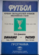 Football Program UEFA Cup Winners' Cup 1985-86 Dynamo Kyev USSR - SK Rapid Wien Austria - Livres