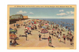 Rehoboth Beach, Delaware, USA, "12 Bathing Beach & Boardwalk,,,Showing Henlopes Hotel...., Del". 1948 Linen Postcard - Other & Unclassified