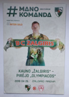 Basketball Program 2018–19 EuroLeague BC Žalgiris Kaunas Lithuania - Olympiacos BC Greece - Books