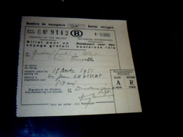 Belgique Vieux Papier Chemin De Fer Belges Billet Pour Un Voyage Gratuit Aller Simple 1ère Classe 1951 - Zonder Classificatie