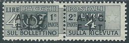 1947-48 TRIESTE A PACCHI POSTALI 4 LIRE MH * - RE24-4 - Paketmarken/Konzessionen