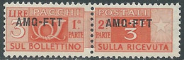 1949-53 TRIESTE A PACCHI POSTALI 3 LIRE MNH ** - RE24-4 - Paketmarken/Konzessionen