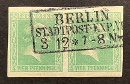 Preussen Mi. 9a KABINETT-PAAR Gepr Pfenninger 1858 4 Pf Stempel BERLIN (XF QUALITY - Gebraucht