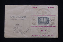 CANADA - Oblitération De L 'Exposition Philatélique De Montréal En 1949 Sur Enveloppe Pour Paris - L 93898 - Lettres & Documents