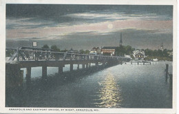 U S A : ANNAPOLIS  AND EASTPORT BRIDGE , By Night . - Annapolis