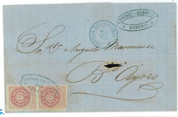 BK1759 - ARGENTINA - POSTAL HISTORY - Jalil # 10 Pair On Cover From ROSARIO 1862 - Andere & Zonder Classificatie