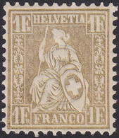 SUISSE, 1862, Helvetia Assise 1 Fr Or, Gomme D'origine, MNH**(Yvert 41) - Ongebruikt