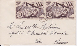 SAINT PIERRE ET MIQUELON - LETTRE FORMAT CARTE DE VISITE POUR PARIS 1950 - Storia Postale
