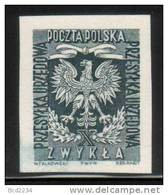 POLAND 1954 OFFICIAL IMPERF BLACK PROOF NHM ( NO GUM) Polish Eagle - Ensayos & Reimpresiones