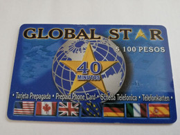 MEXICO $ 100 PESOS   PREPAID GLOBAL STAR / 40 MINUTES FLAGS & GLOBE      ** 5150** - Mexique