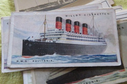 Chromo Wills Bateau Paquebot  " R.M.S. Aquitania  " N° 11 Merchant Ships Of The World Cunard - Wills