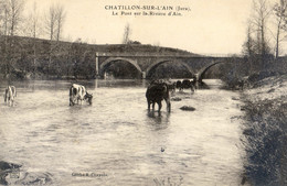 39 -  Jura - Châtillon Sur L'Ain - Le Pont Sur La Rivière D'Ain - Vaches S'abreuvant - Beaufort