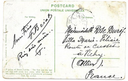 1910 Hong Kong Victoria Card To France Vichy (faulty Stamp Belongs To Circulated Card) French Ship Cancel - Brieven En Documenten