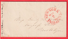 NEW YORK ROUGE RED PAID 30CTS POUR BROOKLYN VERS 1850 - …-1845 Voorfilatelie
