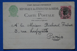 P7 BRESIL BELLE CARTE 1904 RIO DE JANEIRO POUR PARIS FRANCE +AFFRANCHISSEMENT PLAISANT - Covers & Documents