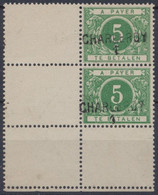 Taxe - TX12A Surchargé CHARLEROY 1 En Paire Verticale Coin De Feuille** Neuf Sans Charnières (MNH) - Francobolli