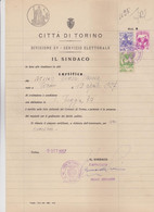 FOGLIO DI CARTA BOLLATA DOPPIA DA LIRE  100 .  CITTA  DI  TORINO  -  1957 - Fiscale Zegels