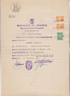 FOGLIO DI CARTA BOLLATA DOPPIA DA LIRE  100 .   MUNICIPIO  DI  BRESCIA.  1954 - Fiscaux