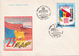 A2856 - 45 Ani Aniversare Revolutia Eliberare Antifascista, Ceausescu, PCR, Bucuresti 1989, RPR First Day Cover - FDC