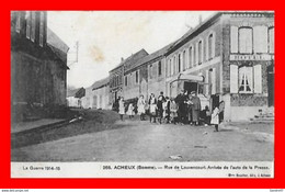 CPA (80) ACHEUX.  Rue De Louvencourt, Arrivée De L'auto De La Presse, Animé, Hôtel...*1668 - Acheux En Amienois