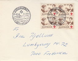Denmark, Letter With 4 Block , Princess Margrethe, Prince Henri & Prince Frederik (baby), AFA Number DK 491, Red Cross. - Autres & Non Classés