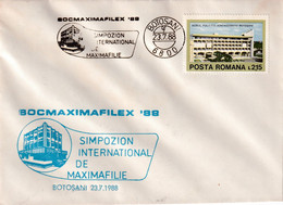 A3028 -  SOCMAXIMAFILEX, Simpozion International Botosani, Targu Jiu 1988 Republica Socialista Romania Posta Romana - Covers & Documents