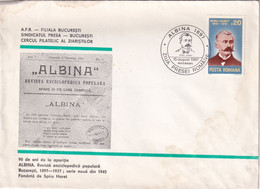 A3064 - 90 Ani De La Aparitia Revista Albina, Spiru Haret, Cercul Filatelic Al Ziaristilor Ziua Presei, Bucuresti 1987 - Brieven En Documenten