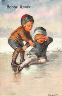 CPA ILLUSTRATEUR FIALKOWSKA ENFANT PATINAGE ARTIST SIGNED ICE SKATING CHILDREN - Fialkowska, Wally