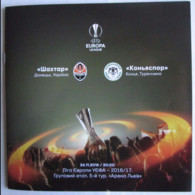 Football -  Program UEFA Europa League 2016-17 Shakhtar Donetsk Ukraine - Konyaspor FK  Turkey - Libros