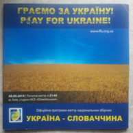 Football Program  Ukraine - Slovakia 2014 - Boeken