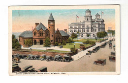 Memphis, Tennessee, USA, "Cositt Library And Custom House, Memphis, Tenn.". 1928 White Border Postcard - Memphis
