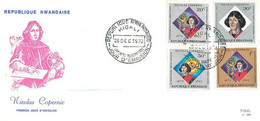 RWANDA - KIGALI - 26 DECEMBRE 1973 - FDC - COPERNIC - SERIE DE QUATRE TIMBRE - TRES BON ETAT. - 1970-1979