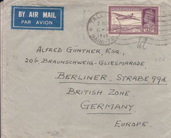 India 1949  KG VI 14A Airmail Stamp Tied TALLY-TAL / NAINITAL To Germany Air Cover  #  32159 D  Inde Indien - Lettres & Documents