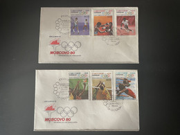 Cape Verde Cabo Verde 1980 Mi. 407 - 412 FDC Olympic Games Jeux Olympiques Olympia Moscou Moscow Moskau - Kap Verde