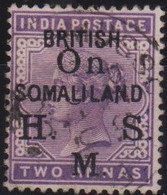 Somaliland Dominio Regina Vittoria 1903 Two Annas Viola Servizio MiN°3 (o) Vedere Scansione - Somalilandia (Protectorado ...-1959)