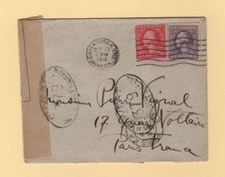 New York - 1918 - Destination Paris - Censure 379 - Controle Postal Militaire - Lettres & Documents