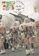 B01-370 2201 CS FDC Carte Maximum Belgique Folklore  Binche Carnaval Gilles 7130 Binche 1-2-1986 - Other & Unclassified