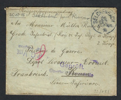 ALLEMAGNE 1916:  LSC En FM (Prisonnier De Guerre) De Selchenbach Pour Rouen (France), Cachet De Censure Allemande - Prigionieri