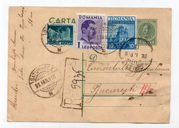 1938 ROMANIA, SATU MARE TO BUCHAREST, REGISTERED STATIONERY CARD, USED - Sonstige & Ohne Zuordnung