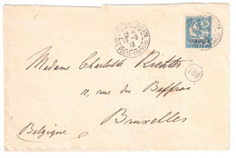 CONSTANTINOPLE GALATA Poste Française Lettre 1 Piastre/25c Bleu Yv 17 Ob 13 9 1913 Dest Bruxelles Belgique - Covers & Documents