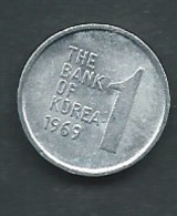 Piece Corée Du Sud 1 WON 1969 ZUID KOREA Tb  -  Pic5001 - Korea (Süd-)